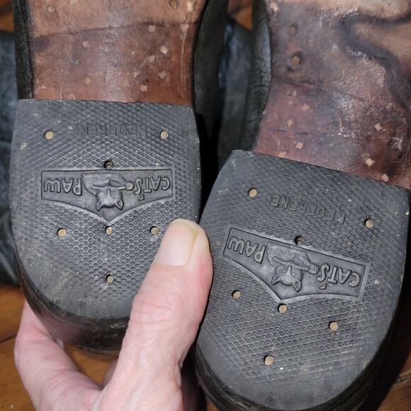 Cats Paw Size 12.5 D Mens Leather Cowboy Boots Made In USA - Picture 10 of 10